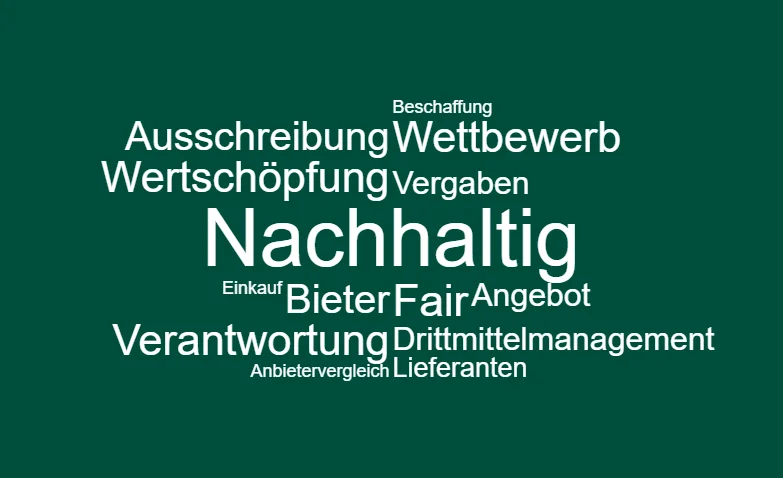 Wortwolke zu den Verantwortungsbereichen der Abteilung Haushalt und Beschaffung