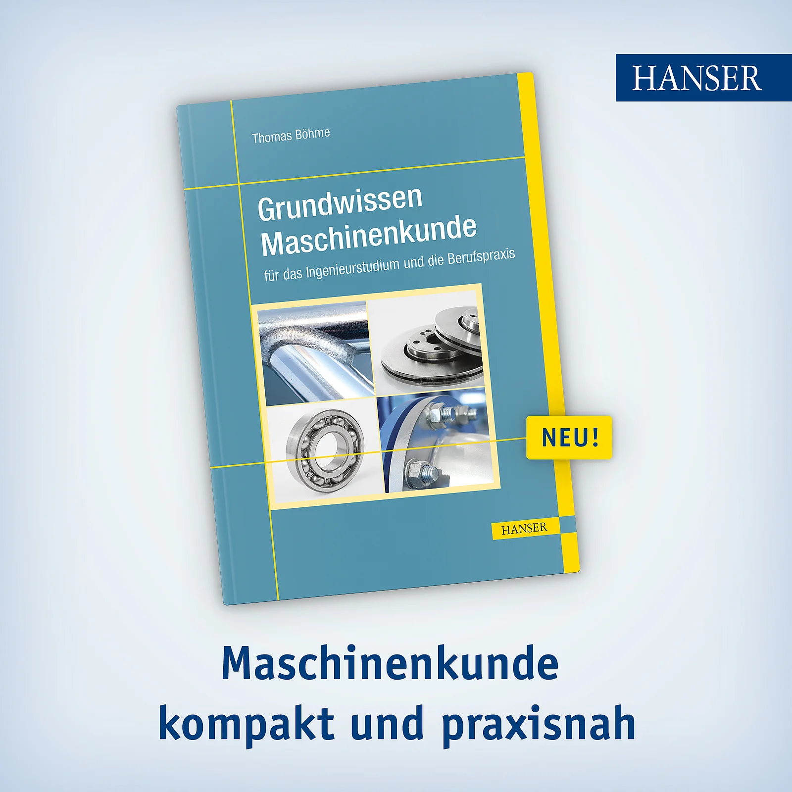 Dekorative Maschinenelemente wie Flansch, Schweißverbindung und Kugellager. 