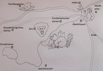 a graphic showing a beaver