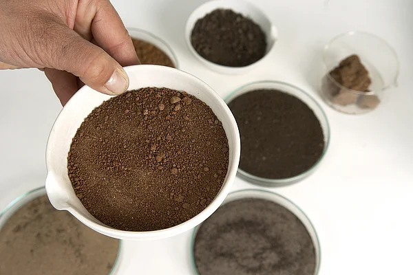 Bodenproben werden für die Analyse vorbereitet.